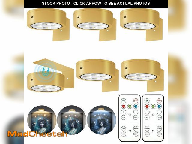 Lot 74-12708712 - 6Pcs Battery Operated Picture Light, Magnetic Led Painting Light with Remote Dimmable and Timer, 3 L...