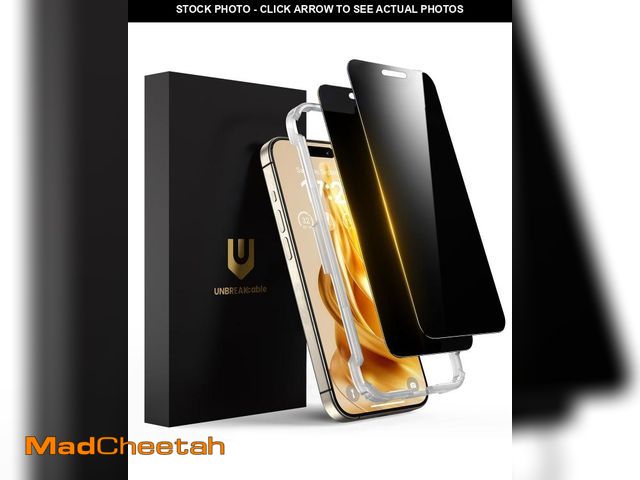Lot 74-12443666 - UNBREAKcable Privacy Screen Protector for iPhone 16 Pro Max, Full Coverage Shatterproof Tempered Gla...