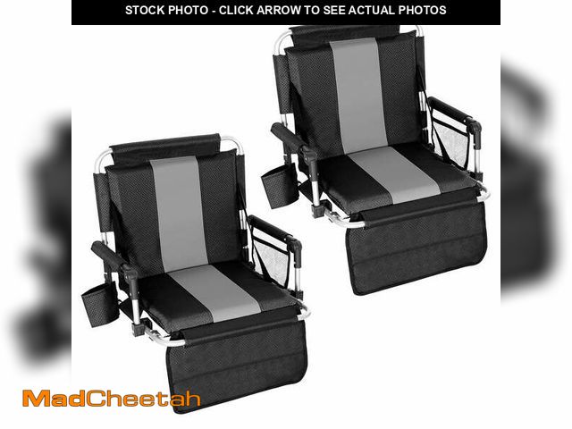 Lot 74-12678562 - Sophia&amp;William Set of 2 Portable Stadium Chair Stadium Seat for Bleacher with Cup Holder, Gray -...