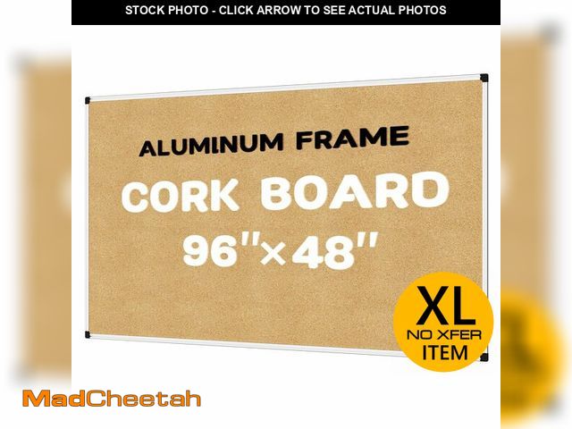 Lot 74-13734383 - INNOVART Extra Large Cork Bulletin Board 96" X 48" with 40 Push Pins, Corkboard with Silver Aluminum...