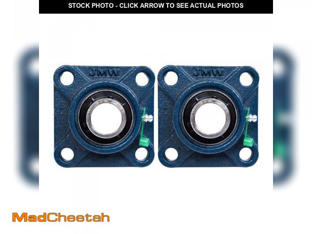 Lot 74-11551790 - Jeremywell UCF205-16 Pillow Block Bearing (2 Pack), 1 inch Bore, 4-Bolt Flange Mounted, Solid Base, ...