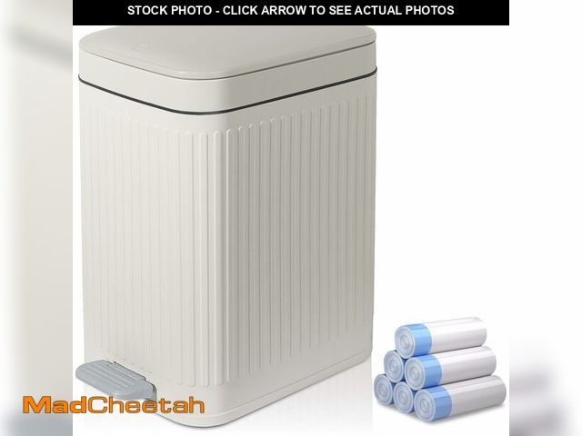Lot 74-14052211 - rejomiik Small Bathroom Trash Can with Lid 2.6 Gallon Step Trash Can Slim Garbage Can with Soft-Clos...