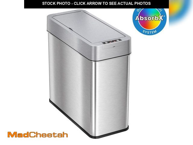 Lot 74-12893759 - iTouchless 4 Gal. / 16 Liter Stainless Steel Household Metal Trash Can with Sensor Lid and Odor Filt...