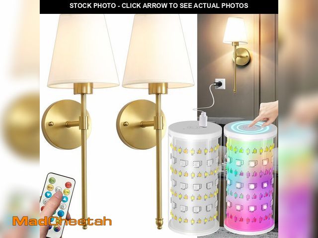 Lot 74-13715599 - HIFCTRN Wireless Wall Sconces Set of Two Battery Operated, Rechargeable Wall Lamp with 10000 mAh Dim...