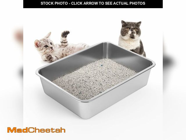 Lot 74-12714164 - LIHONG Stainless Steel Cat Litter Box for Cat and Rabbit, Odor Control Litter Box Non Slip Rubber Fe...