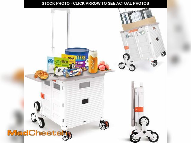 Lot 74-12549243 - Foldable Utility Cart Collapsible Portable Crate Rolling Carts with Stair Climbing Wheels Tote Baske...