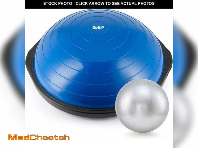 Lot 74-13710914 - ZELUS 25in. Balance Ball | 600lb Inflatable Half Exercise Ball Wobble Board Balance Trainer w Nonsli...