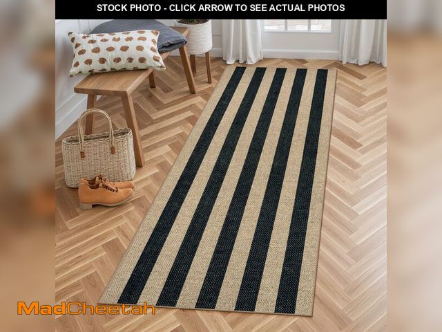 Lot 74-12713918 - Lahome Striped Outdoor Runner Rug, 2x6 Washable Kitchen Rugs Non Slip Carpet Runners for Hallway 6ft...