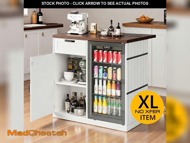 Lot 74-12569681 - YITAHOME Kitchen Island with Mini Fridge Space, 40 inch Mobile Storage Island with Drop Leaf &amp; P...