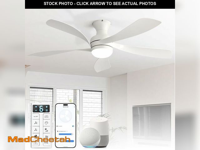 Lot 74-14204617 - Sofucor Smart 52'' Low Profile Ceiling Fan with Lights and Remote, Flush Mount Ceiling Fan Work with...