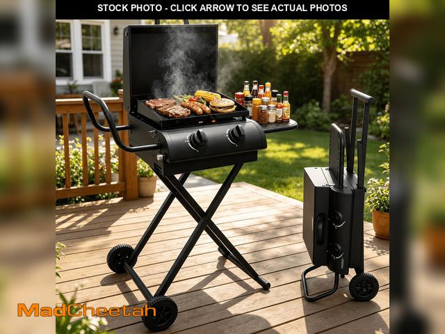 Lot 74-14259044 - Hvoonc Portable Propane Gas Grill,17000BTUs Foldable Barbecue Grill with 2-Burner,Outdoor Grill for ...
