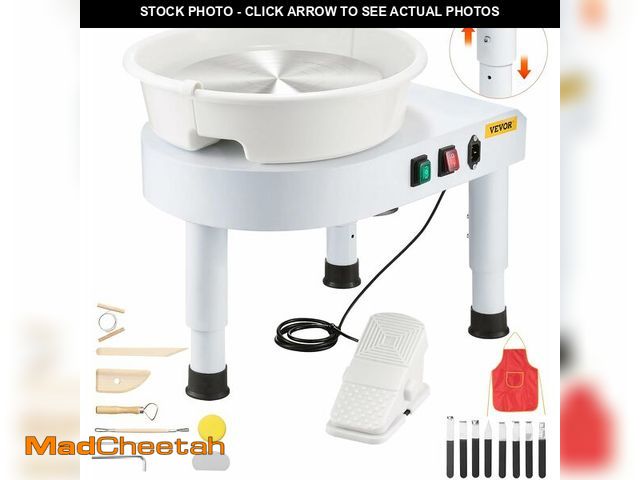 Lot 74-13710774 - VEVOR Pottery Wheel for Adults, 11in/28cm Ceramic Wheel Forming Machine, 0-6in Adjustable Lift Leg 3...