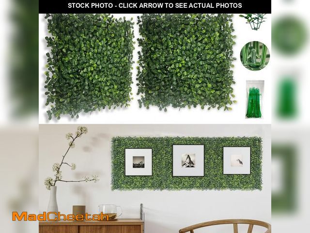 Lot 74-11547720 - Bybeton Artificial Boxwood Grass Wall Panels - 10"x 10"(10Pcs) Faux Green Wall Panels for Interior W...