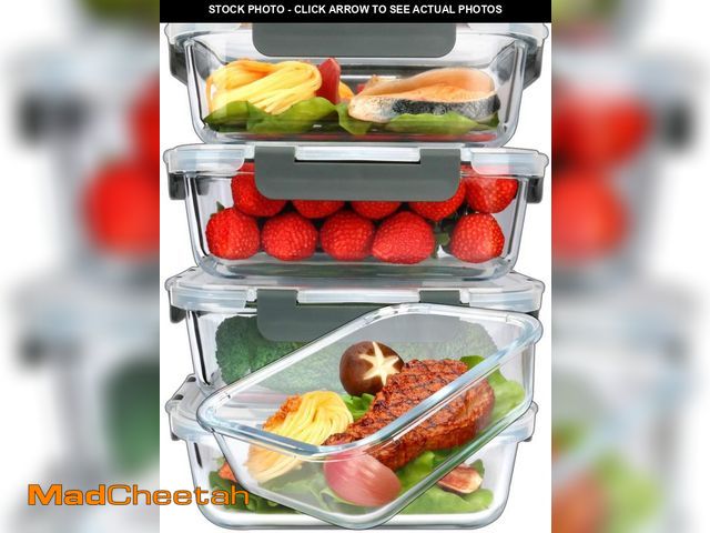 Lot 74-12439015 - M MCIRCO [5-Packs, 36 Oz Glass Meal Prep Containers with Snap Locking Lids Glass Food Containers,Air...