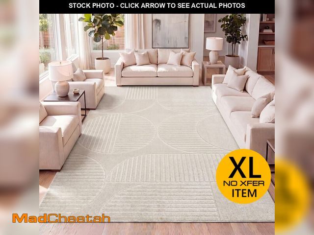 Lot 74-14611721 - JONATHAN Y Nordby High-Low Arch Striped Ivory/Cream Indoor/Outdoor Area Rug, 8x10, Modern, Contempor...