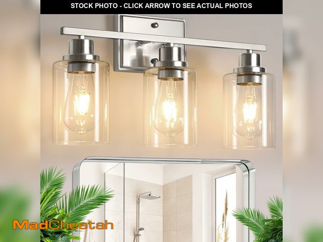 Lot 74-14433113 - Unicozin 3 Light Bathroom Light Fixtures, Modern Vanity Lights Over Mirror, Brushed Nickel Wall Lamp...