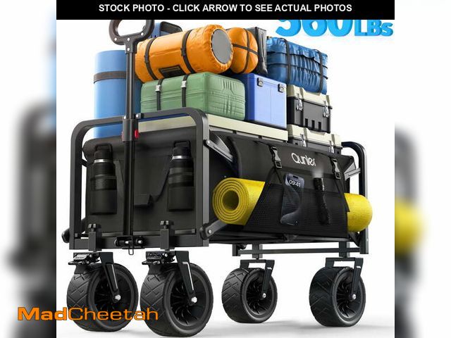 Lot 74-13776474 - Qunler Collapsible Wagon Cart, 560lbs Heavy Duty Large Utility Garden Cart with Brake Wheels and Sid...