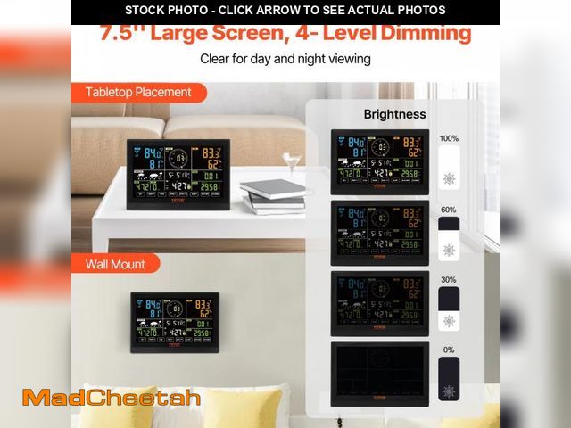 Lot 74-12469885 - VEVOR 7-in-1 Wi-Fi Weather Station, 7.5 in Color Display, Home Weather Station Indoor Outdoor, with ...