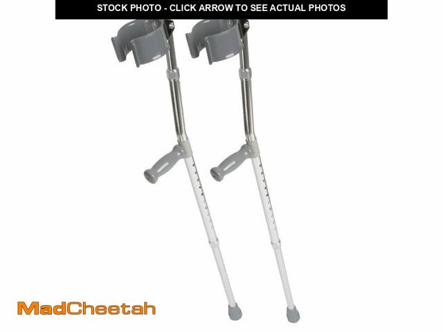 Lot 74-13801063 - Medline Aluminum Forearm Crutches, Adult, Cuff Size 4", Pack of 2 - UNUSED