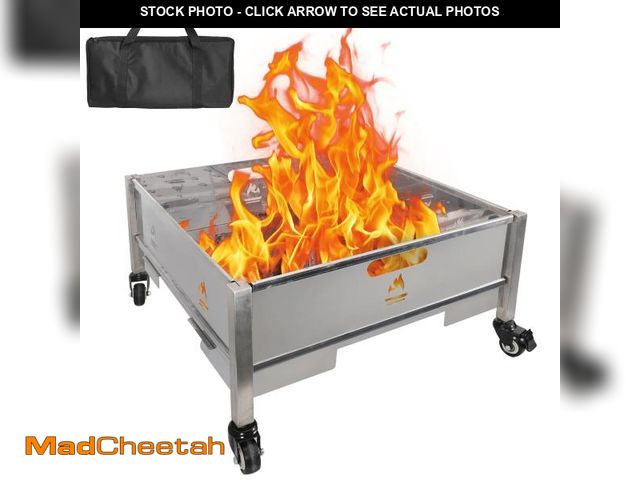 Lot 74-12148432 - Portable Square Fire Pit, 22 Inch Outdoor Collapsible Plug Firepit for Camping, Backyard, Patio, Por...