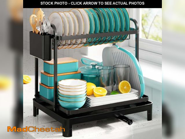 Lot 74-12764334 - Sakugi Dish Drying Rack, 2-Tier Stainless Steel Dish Racks, Dish Drainer for Kitchen Counter, Black ...