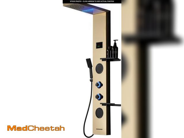 Lot 74-12167452 - Homevacious 4 In 1 Shower Panel Shelf LED Rainfall Shower Head and Adjustable Massage Body Jets 3-Fu...