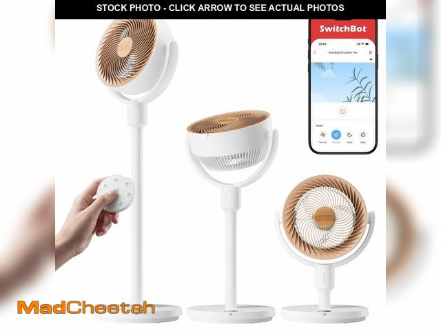 Lot 74-14340197 - SwitchBot Smart Pedestal Fan, Rechargeable Oscillating Standing Fan for Bedroom, Corded &amp; Cordle...