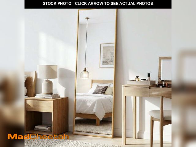 Lot 74-14087682 - Cuteday 59"x16" Rectangular Full Length Mirror Aluminum Frame Floor Mirror with Aluminum Frame, Gold...