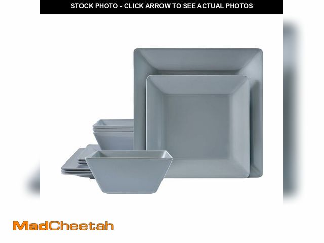 Lot 74-12718069 - TP 12-Piece Dinnerware Set, Melamine Dishes Set with Bowls and Plates, Non-breakable and Lightweight...