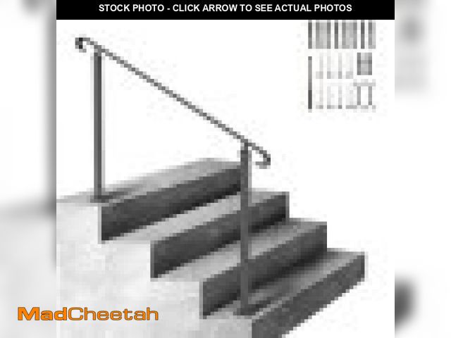 Lot 74-12530561 - VEVOR Handrails for Outdoor Steps, Fit 3-5 Steps Outdoor Stair Railing, Wrought Iron Handrail, Flexi...