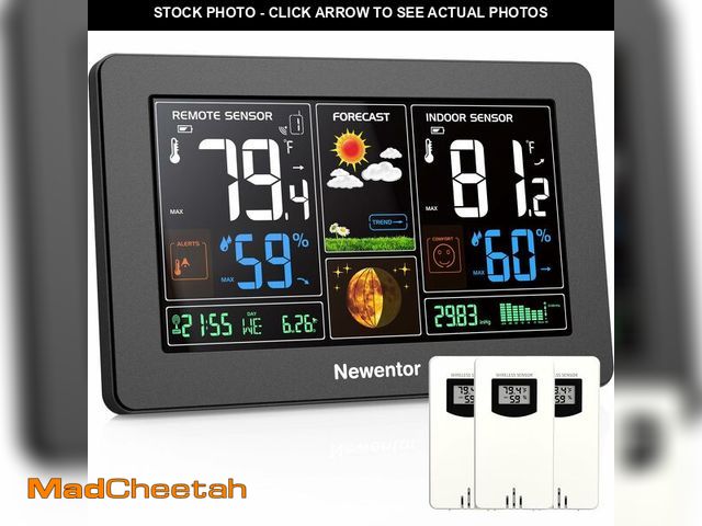 Lot 74-14211810 - Newentor Weather Station Wireless Indoor Outdoor Thermometer, Color Display Digital Weather Thermome...