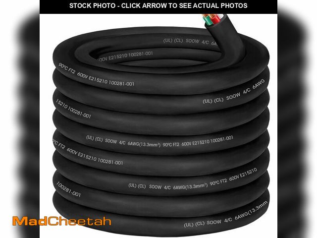 Lot 74-12546694 - 6/4 6 Gauge SOOW Electric Wire 6 AWG 6/4 Portable Power Cable 600V 4 Conductor 6 Gauge SOOW Extensio...