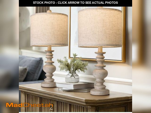 Lot 74-13622726 - BOBOMOMO Tradition 20" Rustic Table Lamp Set of 2 for Living Room Bedroom Bedside Desk Lamps Bedroom...