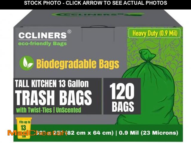 Lot 74-11557381 - Tall Kitchen Biodegradable Trash Bags 13 Gallon (120 Bags) Eco-friendly Medium Green Garbage Bag 55 ...