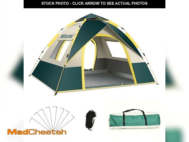 Lot 74-14587275 - Mibote 2-Person Camping Tent, Auto Setup Pop Up Tent, Waterproof, Huge Door &amp; Windows for Campin...
