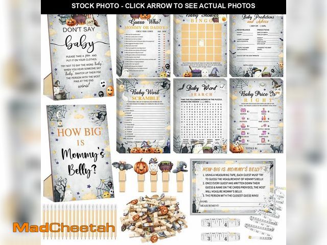 Lot 74-12700924 - Funnymoom 426 Pcs Halloween Baby Shower Games Set-8 Games, Includes Baby Shower Bingo, Price Is Righ...