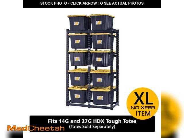 Lot 74-12798182 - Husky 10-Tote Metal Storage Rack for HDX 14 and 27 Gal. Totes (50 in. W x 78 in. H x 24 in. D) - USE...