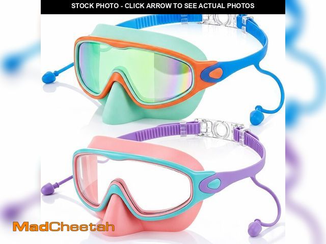 Lot 74-14339299 - Saysurey 2 Pack Kids Swim Goggles with Nose Cover Swimming Mask with Ear Plugs UV No Leaking Anti Fo...