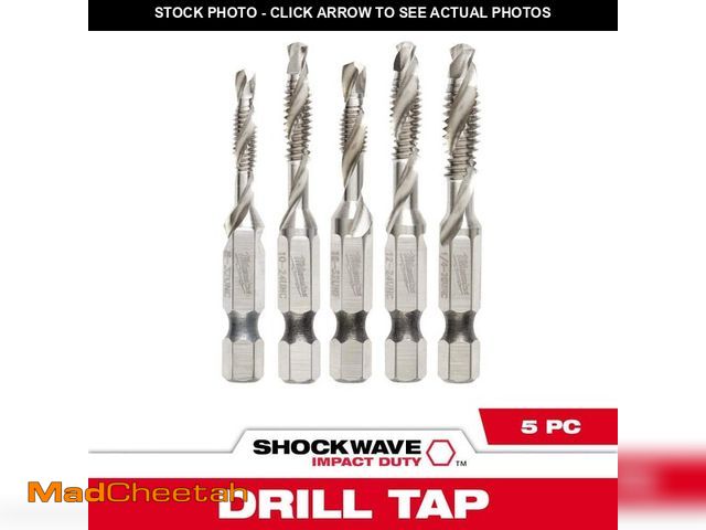 Lot 74-14278531 - Milwaukee SHOCKWAVE SAE Steel Drill Tap Set (5-Piece) - UNUSED
