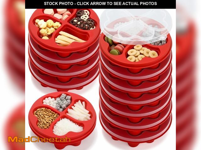 Lot 74-13569172 - FoldTier 12 Pcs 6.8 Inch Valentine's Day Mini Snack Box Divided Dessert Serving Tray Heart Red 4-com...