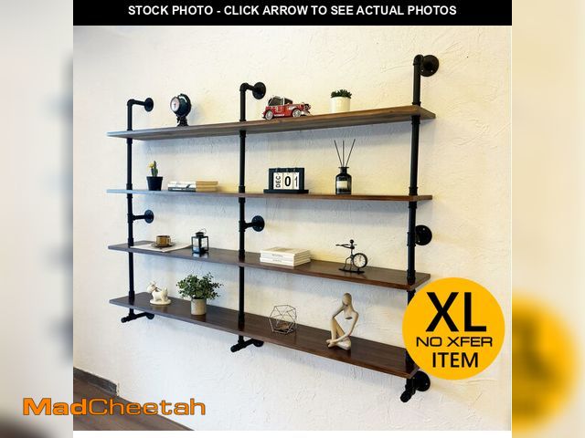 Lot 74-12127009 - Industrial Pipe Wall Shelves With Real Wood Plank, 70 Inches Floating Shelves for Wall, 4 Tier Farmh...