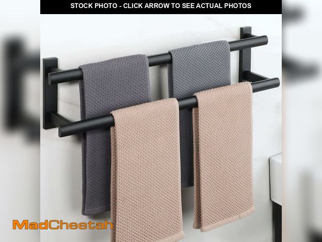 Lot 74-13927424 - SAYAYO Double Towel Bar for Bathroom, 24 Inch Matte Black Bath Towel Rack Towel Holder Wall Mounted,...