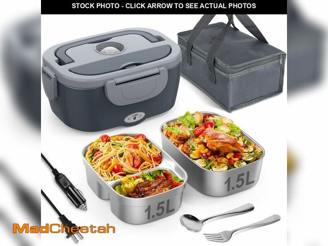 Lot 74-13575954 - Vabaso Electric Lunch Box for Adults, 80W Heated Lunch Box with Dual 1.5L Stainless Steel Containers...