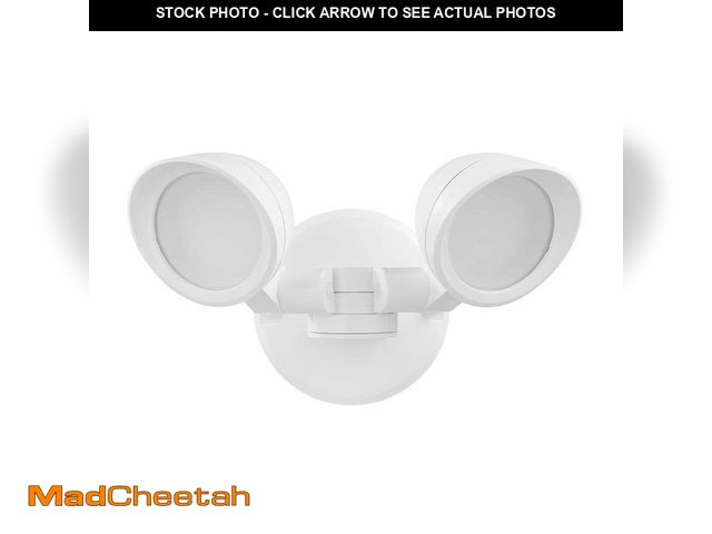 Lot 74-12804102 - Defiant White Switch Activated Wired Outdoor 2-Head LED Integrated Security Flood Light 1400 Lumens ...