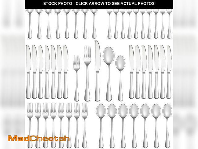 Lot 74-12708639 - 50 Piece Silverware Set Service for 10,Premium Stainless Steel Flatware Set,Mirror Polished Cutlery ...