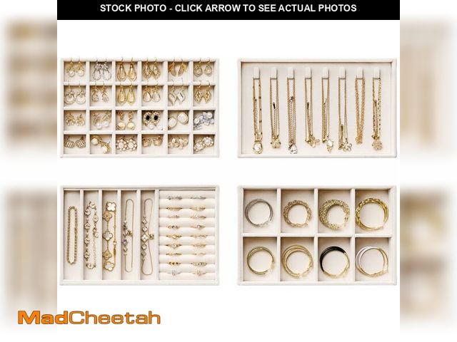 Lot 74-14386431 - Velvet Jewelry Drawer Organizer Trays Ã¢â¬â 4-Layer Stackable Jewelry Storage Inserts Set, Beige ...