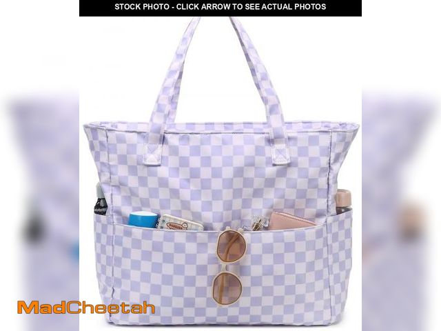 Lot 74-12309223 - LEDAOU Large Beach Tote Bag Women Waterproof Sandproof Zipper Beach Tote Bag for Pool Gym Grocery Tr...
