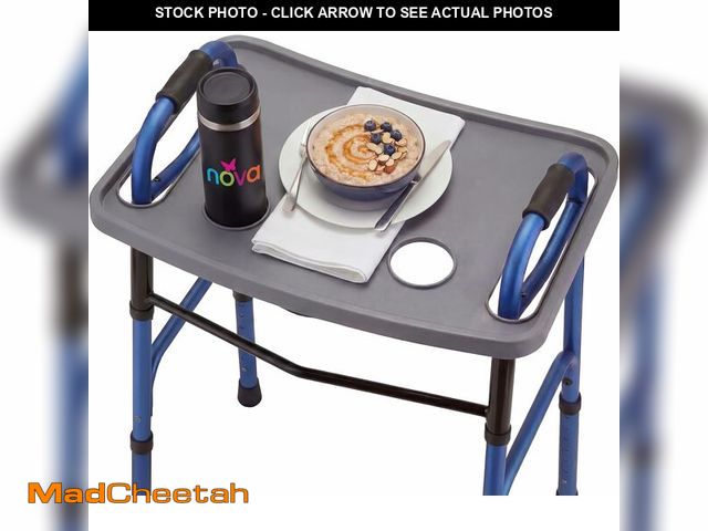 Lot 74-14348928 - NOVA Walker Tray Table with Two Cup Holders and Spill-Proof Raised Edges for Seniors, Standard Foldi...