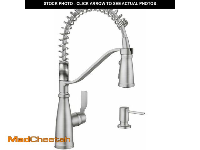 Lot 74-13844710 - Moen Nolia Spot Resist Stainless One-Handle Pre-Rinse Spring Pulldown Kitchen Sink Faucet, 2 or 4-Ho...