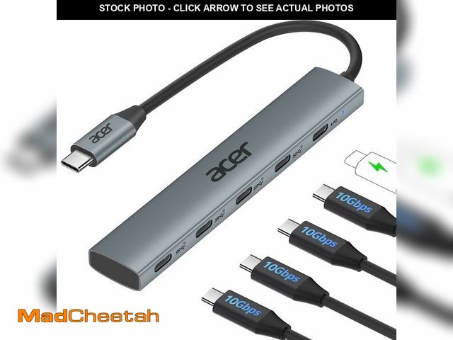 Lot 74-13539779 - Acer 10 Gbps USB C Hub, USBC Splitter with 4*USB C 3.2 and 100W PD Port, Fast Transfer Type-C Multip...